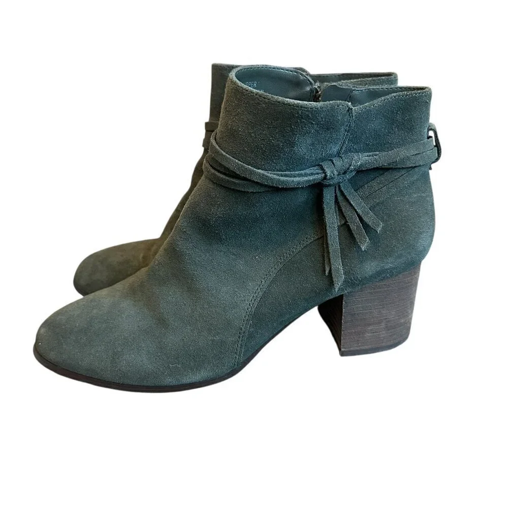 Violet & Red Jenna Leather Ankle Booties Suede Heeled Boots Size 9.5 Women's